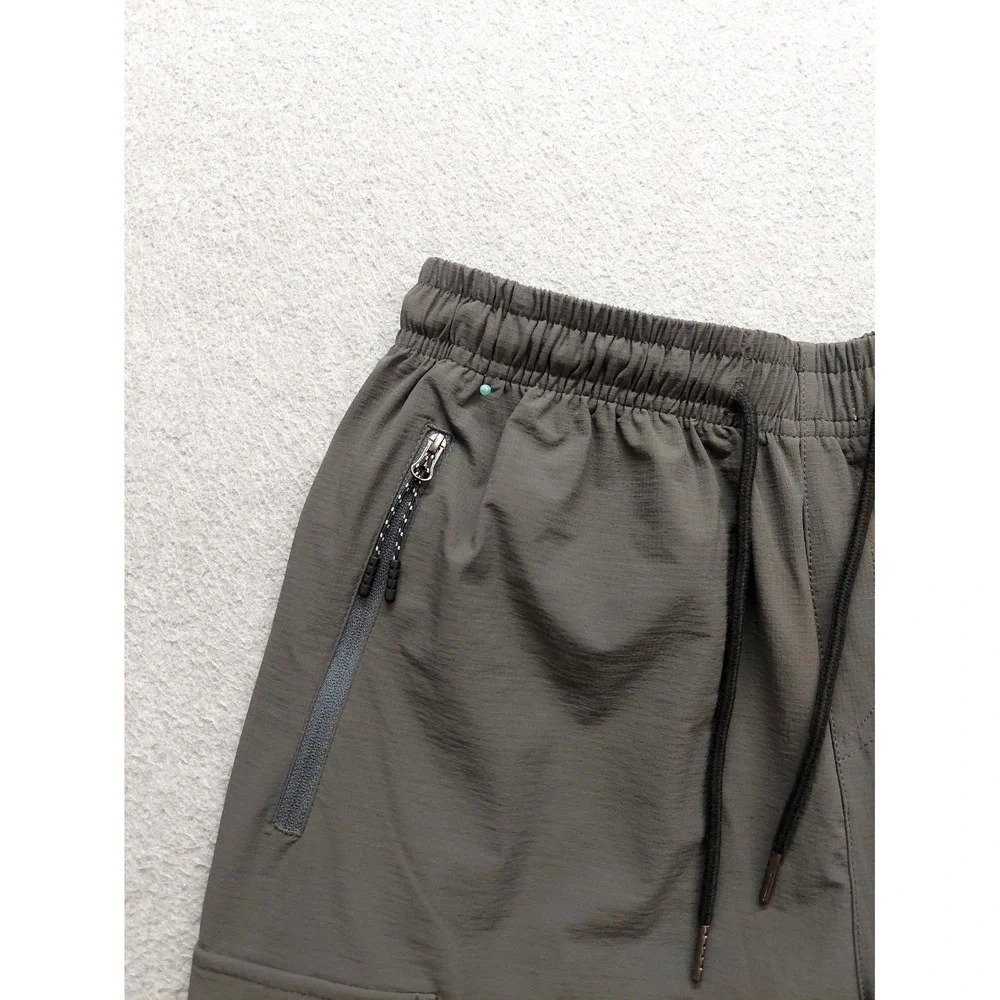 Scollit Men  Shorts S Gray Drawstring Elastic Waist Zipper Pockets Performance